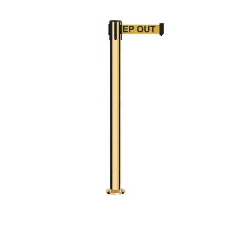 MONTOUR LINE Stanchion Belt Barrier Fixed Base Pol.Brass Post 9ft.Danger... Belt MX630F-PB-DANGEYB-90